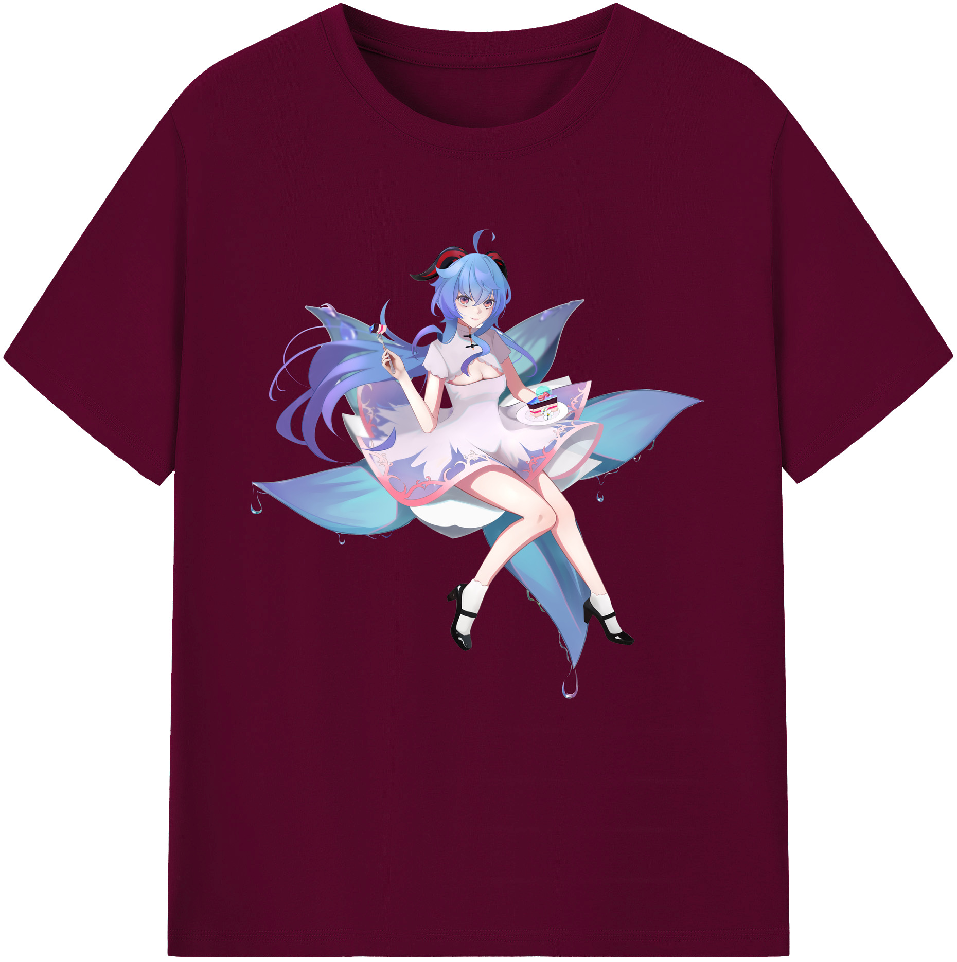 げんし神 甘雨 かんう genshin Ganyu レディースカジュアルプリントTシャツ（綿100％）